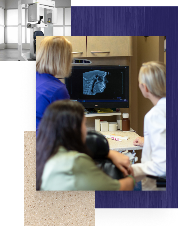 Dr. Weitz, a tech, and a patient looking at x-rays